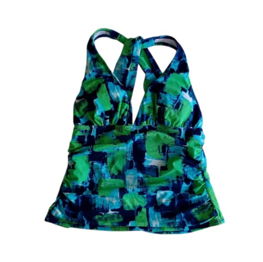 VENUS Blue and Green Tankini Top, Size S